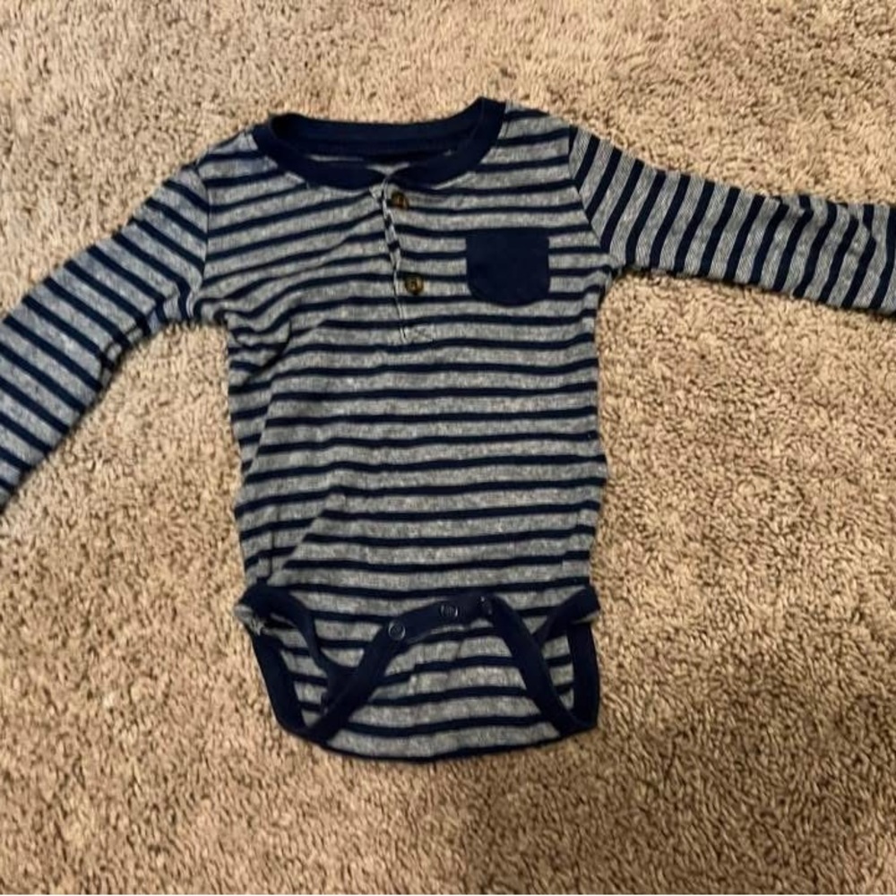 Carter's Navy and Gray Striped Bodysuit